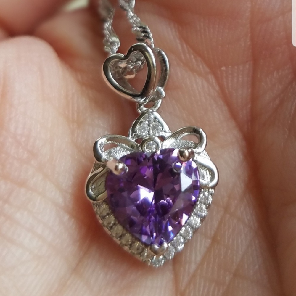 Swarovski Amethyst Heart White Gold plated NWT - Picture 4 of 8